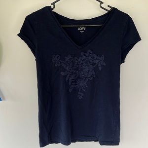 Navy blue t-shirt with floral detail